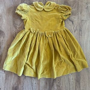 Yellow Velvet Dress with Peter Pan Collar